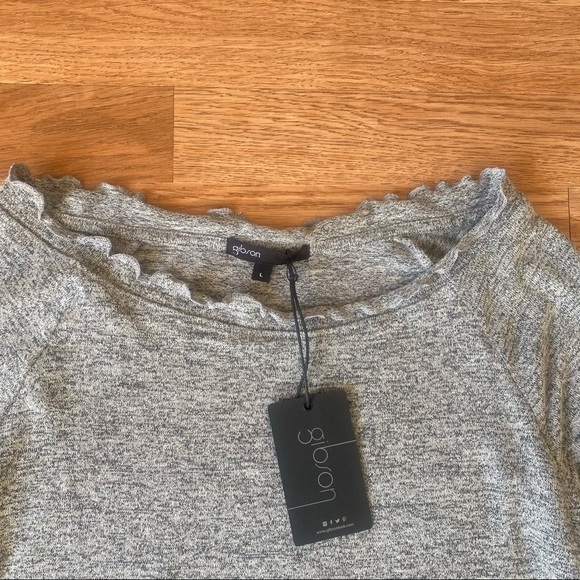 NWT Gibson Ruffled Edge Raglan Pullover L - Picture 5 of 5